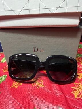 Dior Black Oversized Square Sunglasses with Dark Lenses